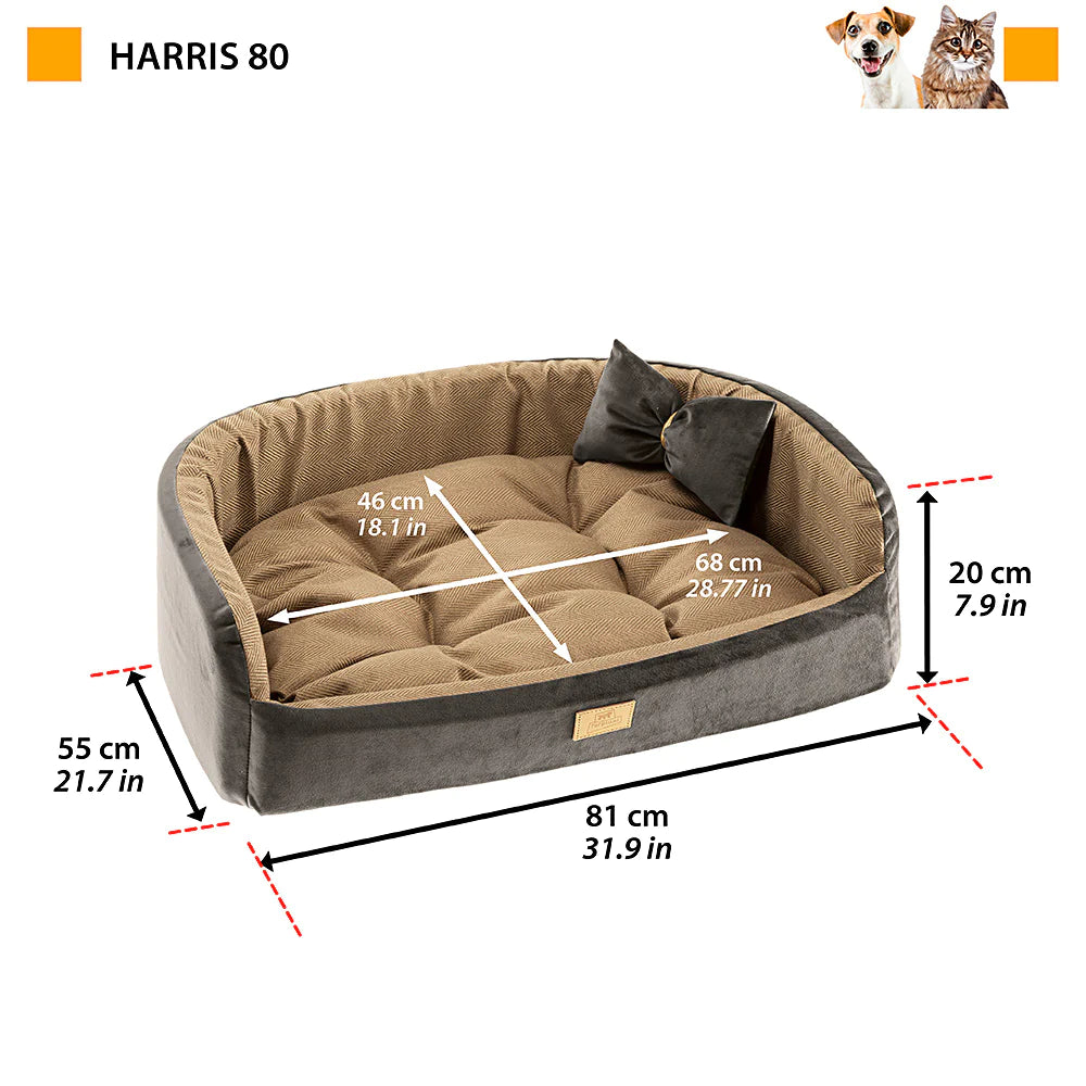 Cama con cojín para perros y gatos, Harris 80cm